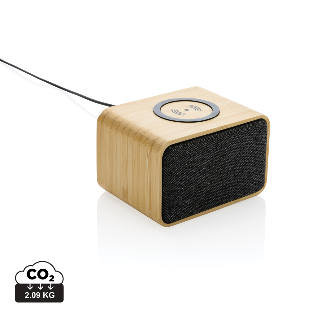Brezžični zvočnik z brezžičnim polnilnikom - XD - RCS Rplastic 3W speaker with bamboo 5W wireless