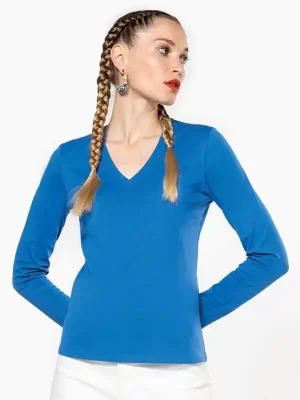 Ženska majica – Kariban – Ladies Long Sleeve V-Neck T-Shirt KA382