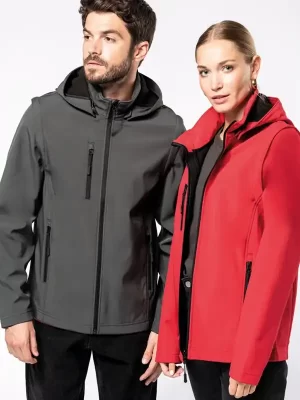 Softshell – Kariban – Unisex 3-layer Softshell Hooded Jacket with Removable Sleeves KA422
