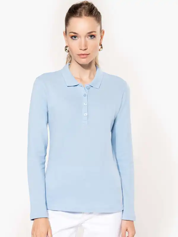 Ženska polo majica - Kariban - Ladies' Long-Sleeved Pique Polo Shirt KA257