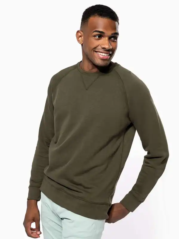 Pulover - Kariban - Men's Organic Cotton Crew Neck Raglan Sleeve Sweatshirt KA480