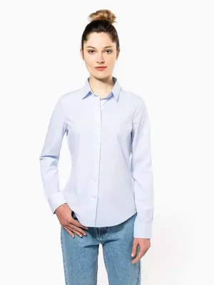 Ženska srajca – Kariban -Ladies’ Long-Sleeved Cotton Poplin Shirt KA510