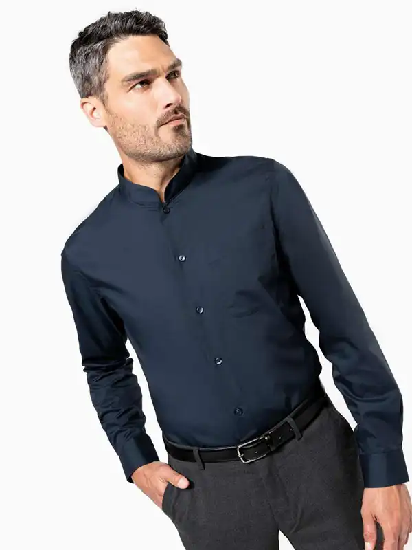 Srajca - Kariban - Men's Long-Sleeved Mandarin Collar Shirt KA515