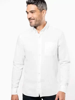 Srajca – Kariban – Long-Sleeved Washed Oxford Cotton Shirt KA516
