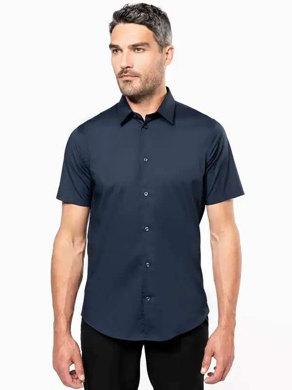 Srajca - Kariban - Short-Sleeved Cotton/Elastane Shirt KA531