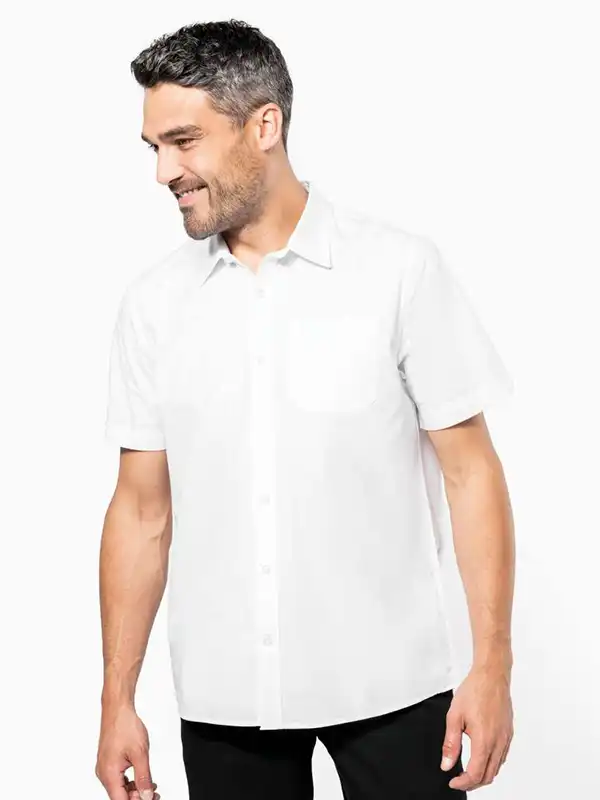 Srajca - Kariban -Men's Short-Sleeved Cotton Poplin Shirt KA543