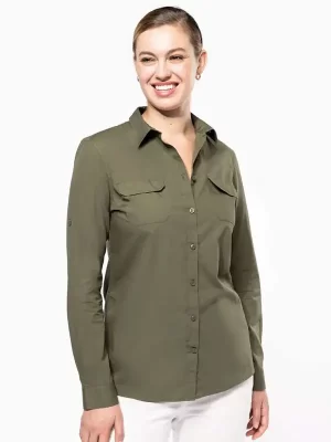 Ženska srajca – Kariban – Ladies’ Long-Sleeved Safari Shirt KA591