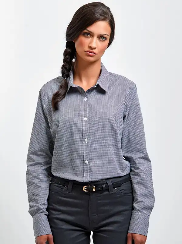 Ženska srajca - Premier - Women's Long Sleeve Gingham Cotton Microcheck Shirt PR320